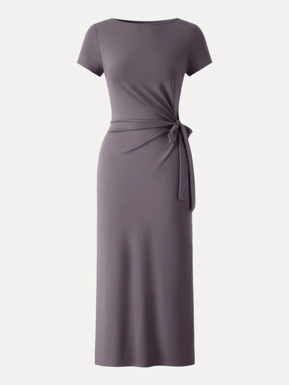 OGL Ponte Cooling Wrinkle-Resistant Side Waist Tie Midi Dress with Slit